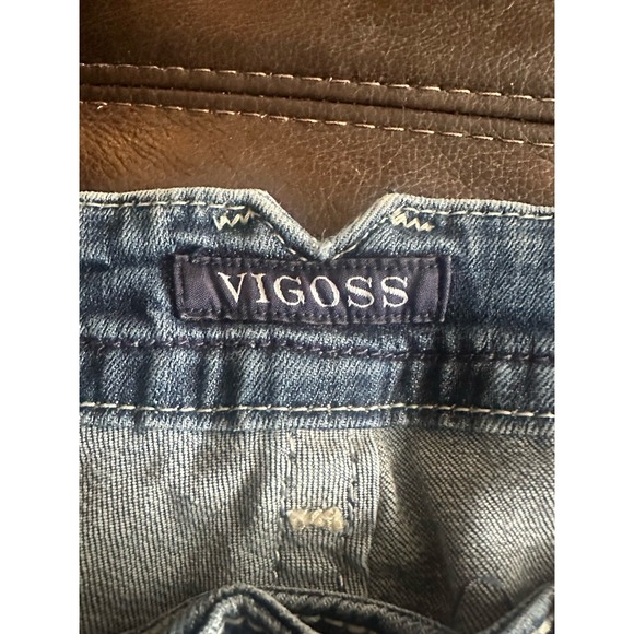 Vigoss The Chelsea Slim Boot 7/8 33 Long Denim Jeans Medium Wash Distressed - Picture 9 of 16